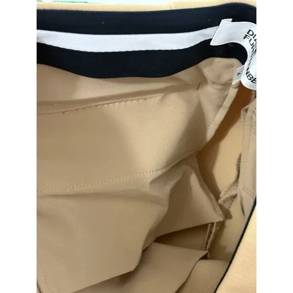 Diane von Furstenberg Women High Rise Pleated Straight Slacks Camel S4 Heavy Wtg - Picture 15 of 16